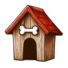 a dog house with a bone on the roof