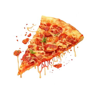 a slice of pizza with melted cheese and tomato sauce