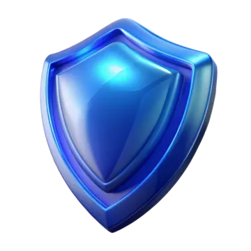 a blue shield on a white background