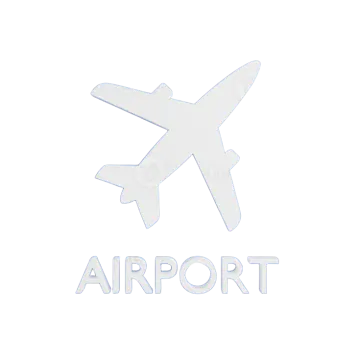 a blue square button with an airplane on it