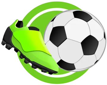 a soccer ball in the center of a green circle
