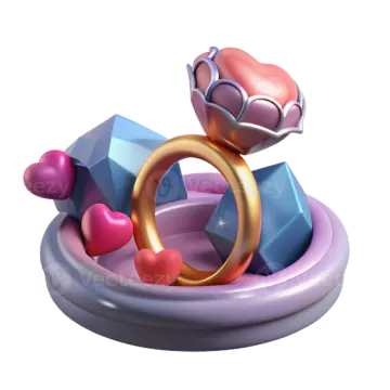a ring with hearts floating in the air
