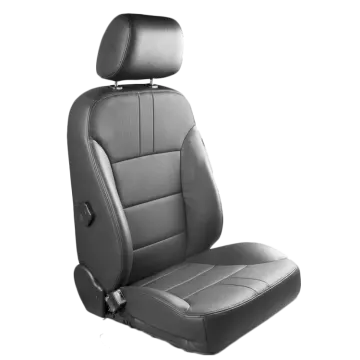 a black leather car seat on a white background