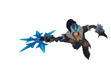 an image of a blue and black character holding two swords