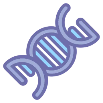 a blue and white dna icon