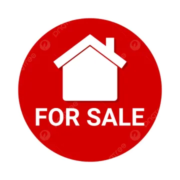 a red for sale sign on a white background