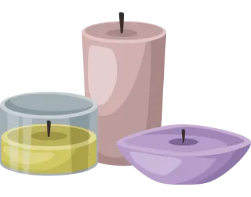 three candles on a white background
