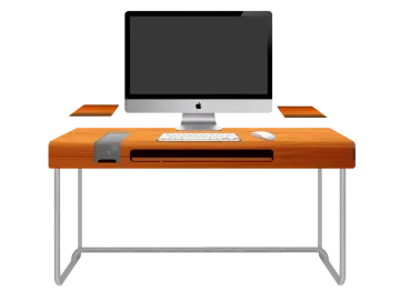 a computer sitting on top of a wooden desk