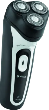 a black and white shaver on a white background