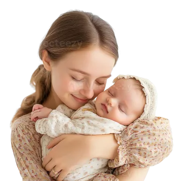 a woman holding a baby in her arms