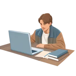 a person sitting at a desk using a laptop