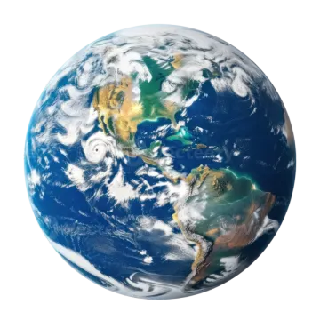the earth with a white background