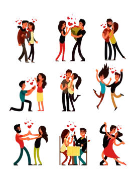 a set of people in love