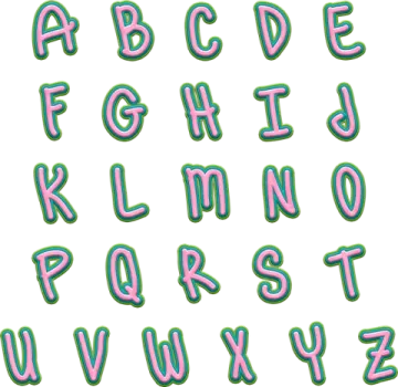 a set of letters and numbers with different colors