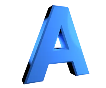 the letter a is shown in blue