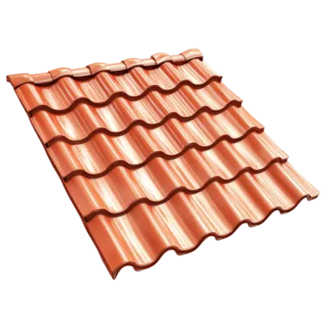 a copper colored metal roofing sheet