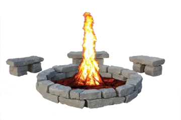 an outdoor fire pit with a white background