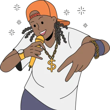 a black man wearing a baseball cap and holding a microphone