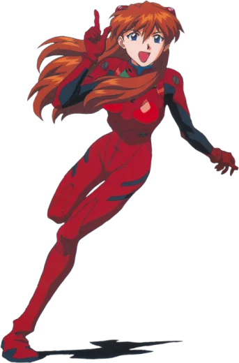 an anime girl in red and black with long hair