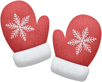 two red mits with white snowflakes on them