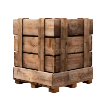 a wooden crate on a white background
