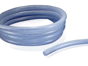 a blue hose with a white handle