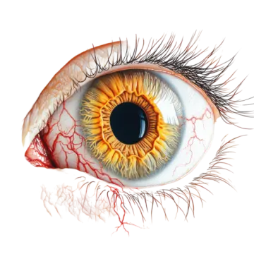 a close up view of the human eye