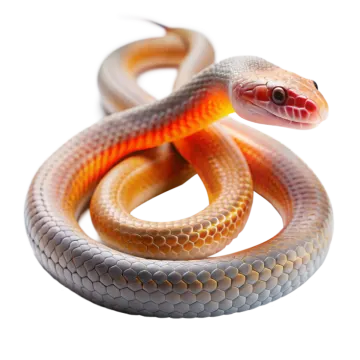 a close up of a snake on a white background