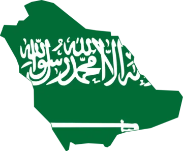 the saudi flag on a map
