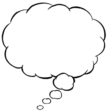 a black and white thought bubble