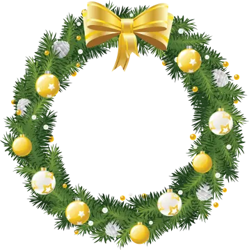 a christmas wreath with gold and silver ornaments