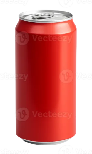 a red can of soda on a white background