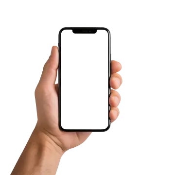 a hand holding an iphone with a white screen