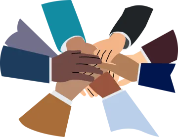 a group of hands holding each other hands