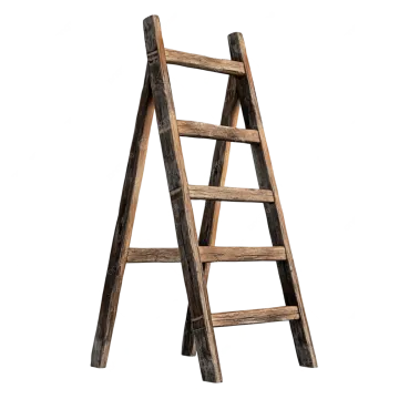 a wooden ladder on a white background