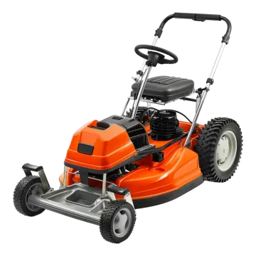 a lawn mower on a white background
