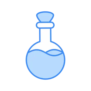 a bottle filled with blue liquid