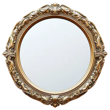 an ornate gold framed mirror on a white background