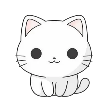 a white cat with black eyes sitting down