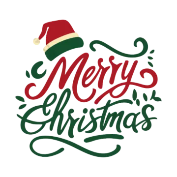 merry christmas lettering with santa hat