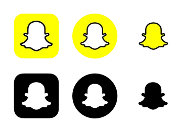 a set of yellow and black social icons