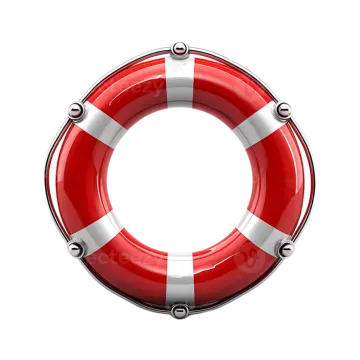 a red life preserver on a white background