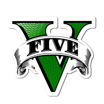 a green and black sticker with the letter v on it
