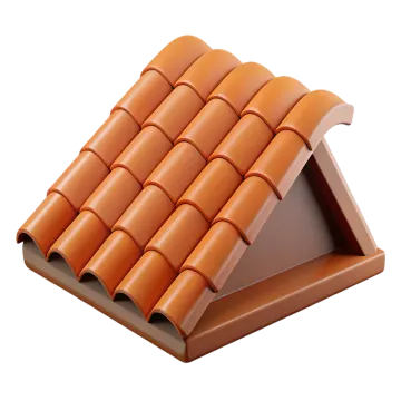 a roof with an orange clay tile