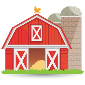 a red barn with a bird on top of it