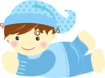 a baby in a blue dress and hat