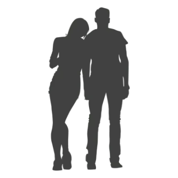 a silhouette of a man and woman holding hands