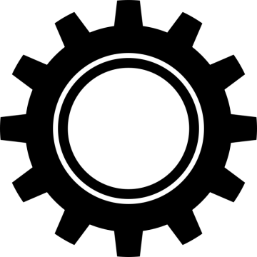 a black and white image of a gear wheel