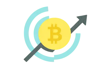 a gold coin with an arrow in the middle of it