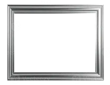 a silver frame on a white background